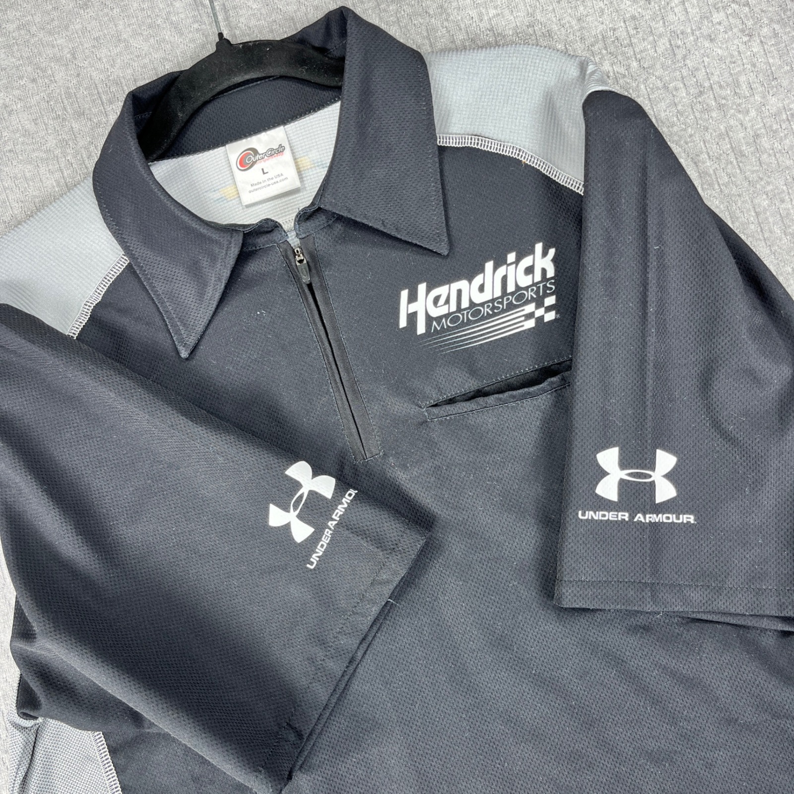 Under Armour Hendrick Motorsports Shirt Mens L Black Quarter Zip Racing Pit Crew